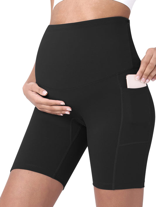 Sunzel Maternity Yoga Shorts for Women High-Waisted Pregnancy Workout Shorts with Pockets,Stretchy Wide Elastic Waistband,Pre Postpartum Activewear