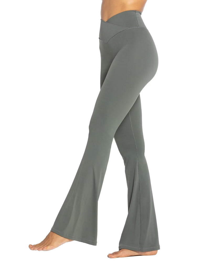 Sunzel Flare Leggings, Crossover Yoga Pants with Tummy Control, High  Waisted and Wide Leg, No Front Seam, Light Grey, XS : : Fashion