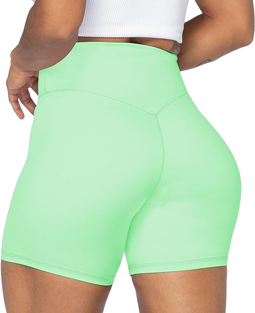Sunzel Softmax Crossover Biker Shorts for Women, No Front Seam V High Waist  Yoga Workout Gym Shorts with Tummy Control Beige X-Small at  Women's  Clothing store