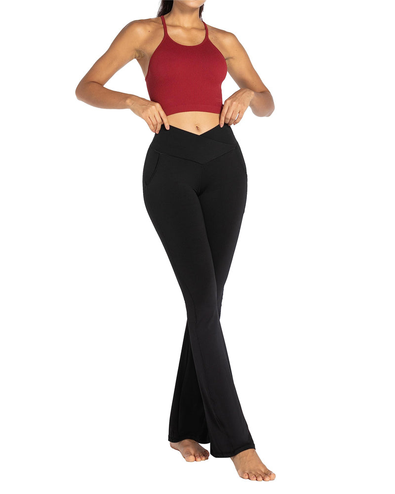 Sunzel Flare Leggings, Crossover Yoga Pants for Women with Tummy