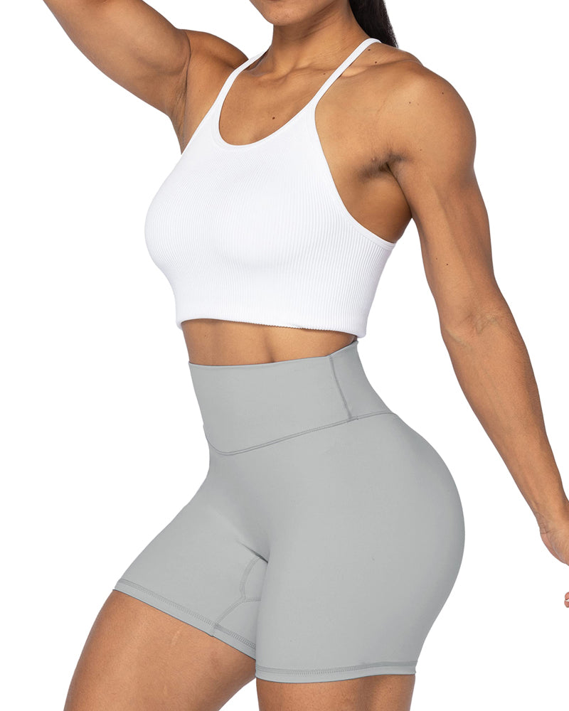 Sunzel 5 High Waist Biker Shorts for Women No Front Seam Soft Yoga Workout  Gym Bike Shorts Tummy Control Squat Proof Beige at  Women's Clothing  store