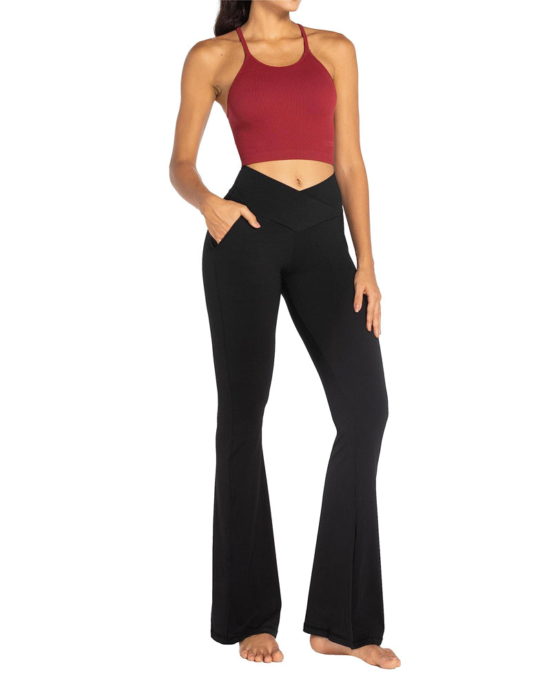 Sunzel Flare Leggings, Crossover Yoga Pants for Women with Tummy Control,  High-Waisted and Wide Leg Black : Clothing, Shoes & Jewelry 